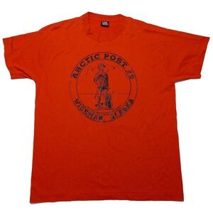 Vintage Fruit of the Loom Arctic Post #9 Wiseman Alaska T-Shirt Made USA Red XL